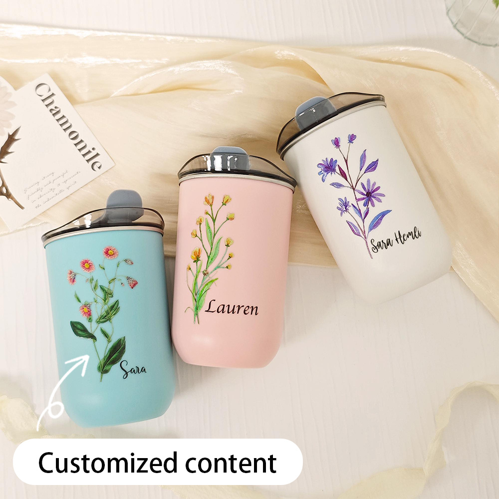 Coffee Equipment Eu - 맞춤형 태어닝 플라워 스테인리스 스틸 텀블러(플립