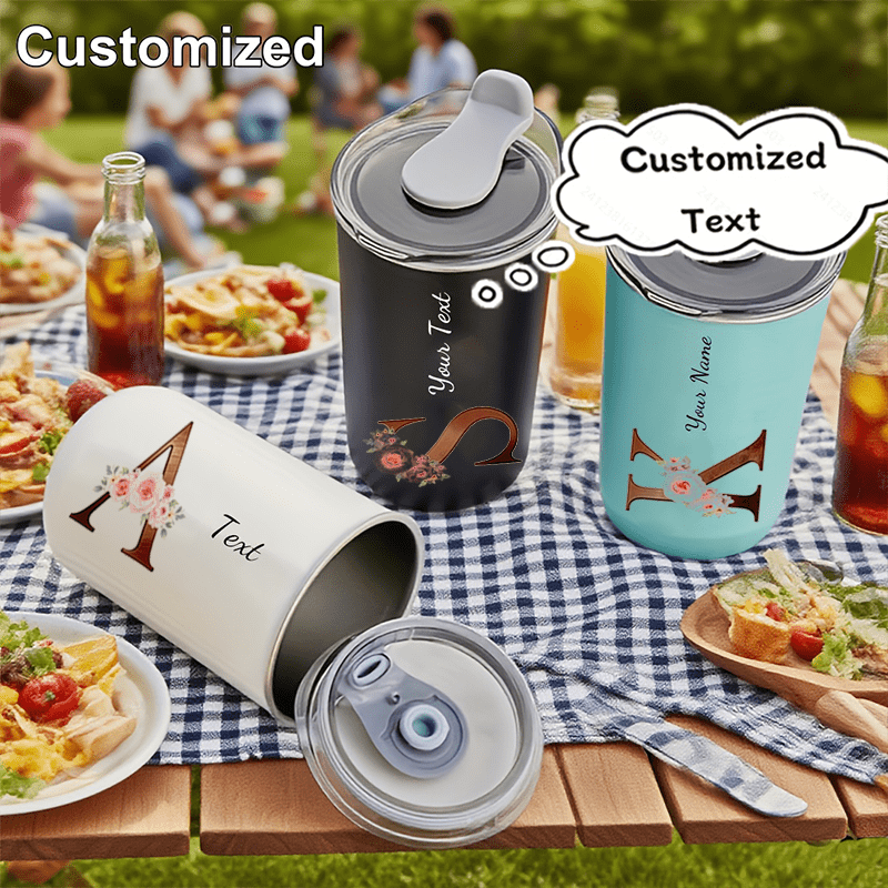 Coffee Equipment Eu - 맞춤형 꽃무늬 이니셜 텀블러, 개인 맞춤
