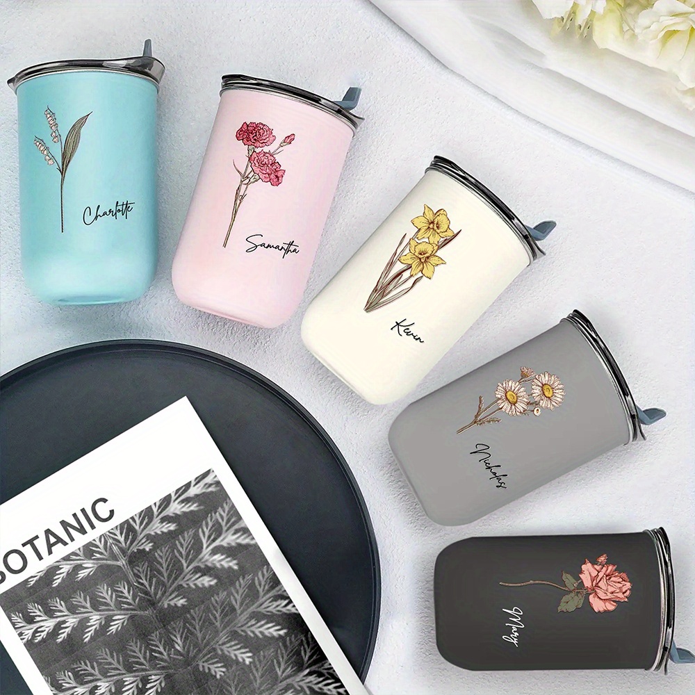 맞춤형 탄생화 커피 텀블러, 맞춤 이름 스테인리스 스틸 - Coffee Equipment Eu 리뷰 및 가격