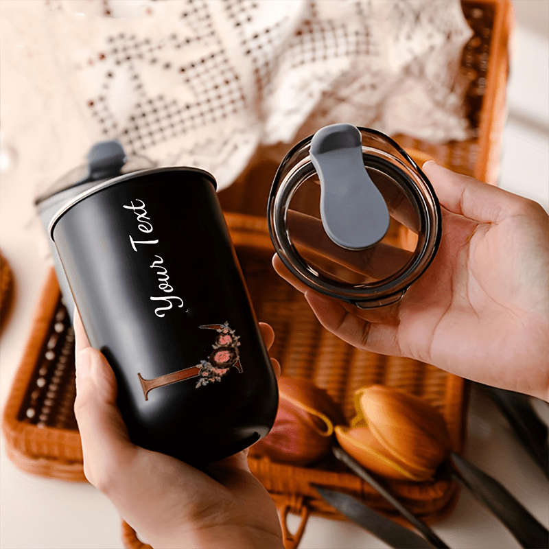맞춤형 꽃무늬 이니셜 텀블러, 개인 맞춤 문구가 새겨진 - Coffee Equipment Eu 리뷰 및 가격